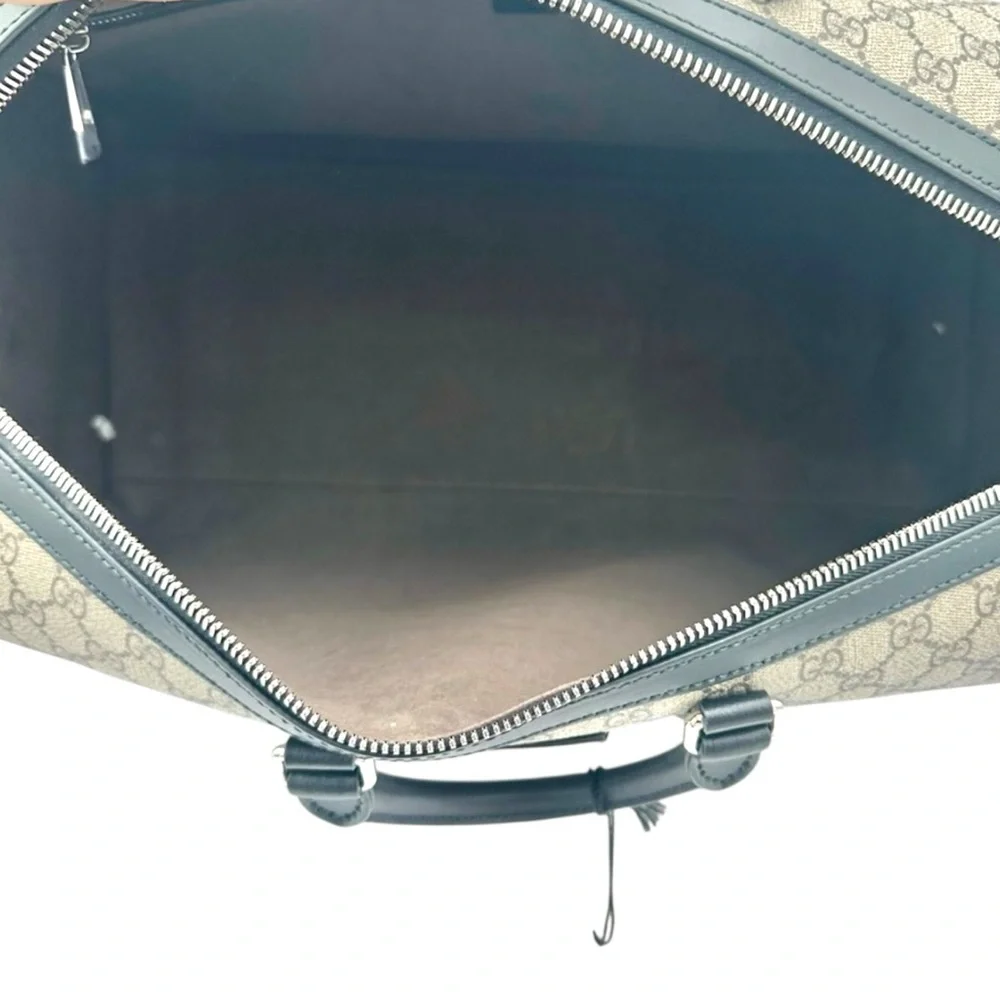 NWT Full Set Gucci GG Supreme Leather Trim X-Large Travel Duffel Bag Beige/Black